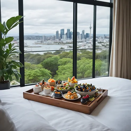 Auckland hotel in room dining with international cuisine and local flavours